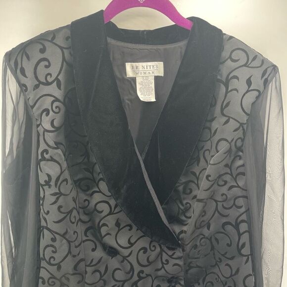 JR Nites brocade Velvet Jacket Vintage 80s 90s tuxedo Black Size 22W - Picture 9 of 10